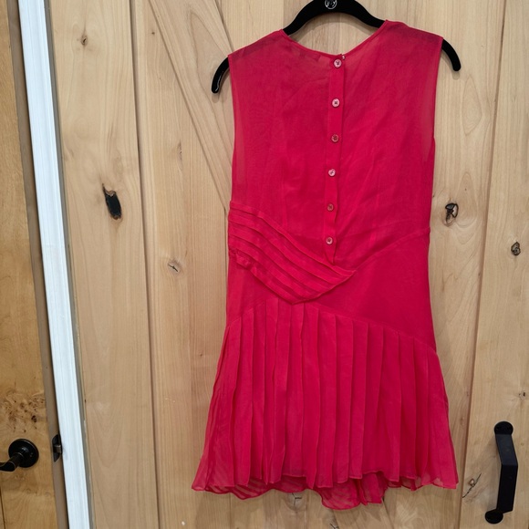 Nanette Lepore All Tuckered Out Silk Aline Dress Size 6 Pink Pleated Sleeveless - Picture 4 of 16